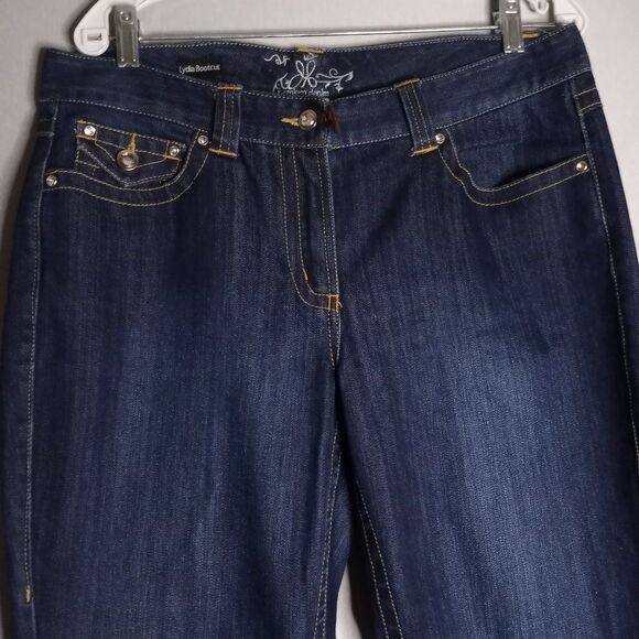 Premium Denim Jeans Women's Size 12 Lydia Bootcut Dark Wash Y2k - Picture 4 of 9